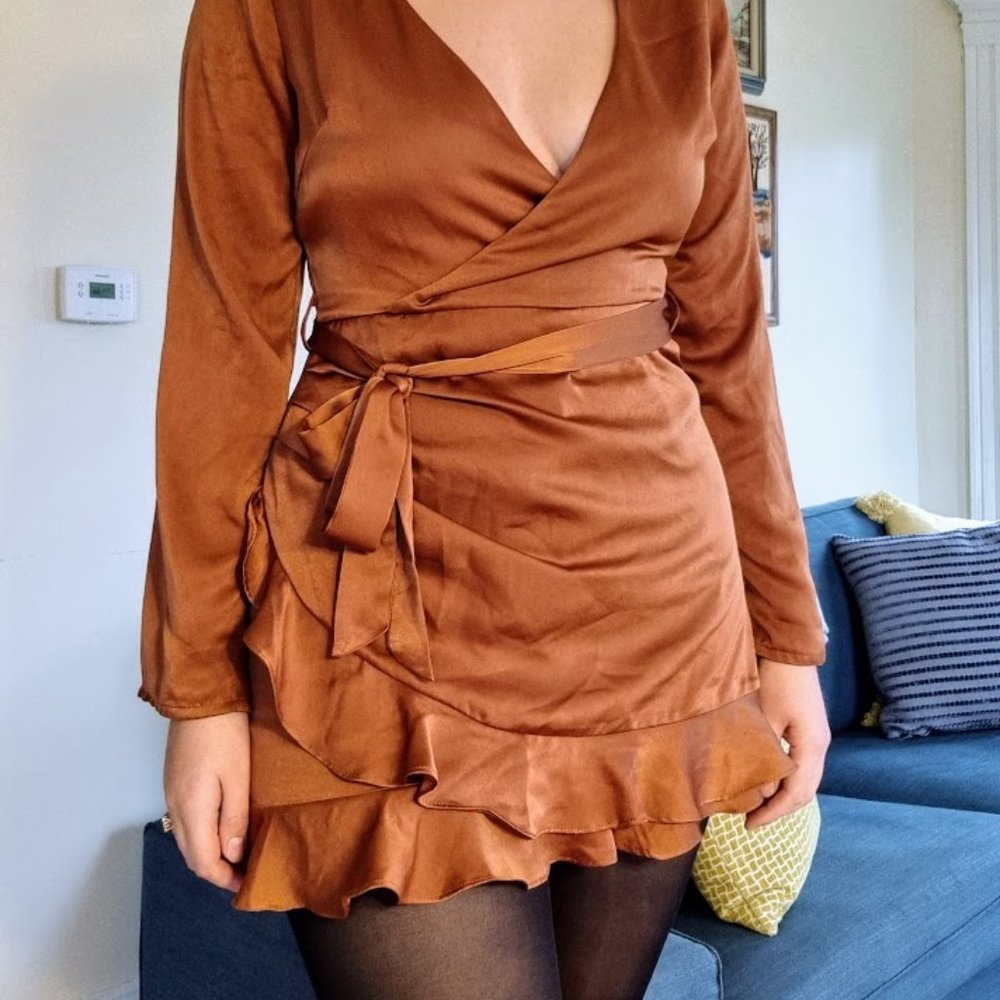 Rust color wrap romper by Le Lis - Size L